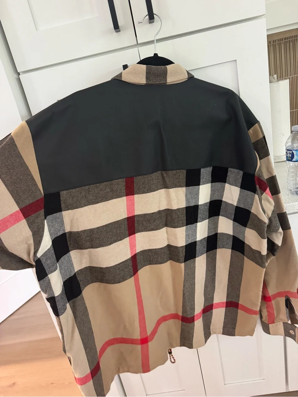 Burberry Beige and Black Check Zip Jacket with Red Accents